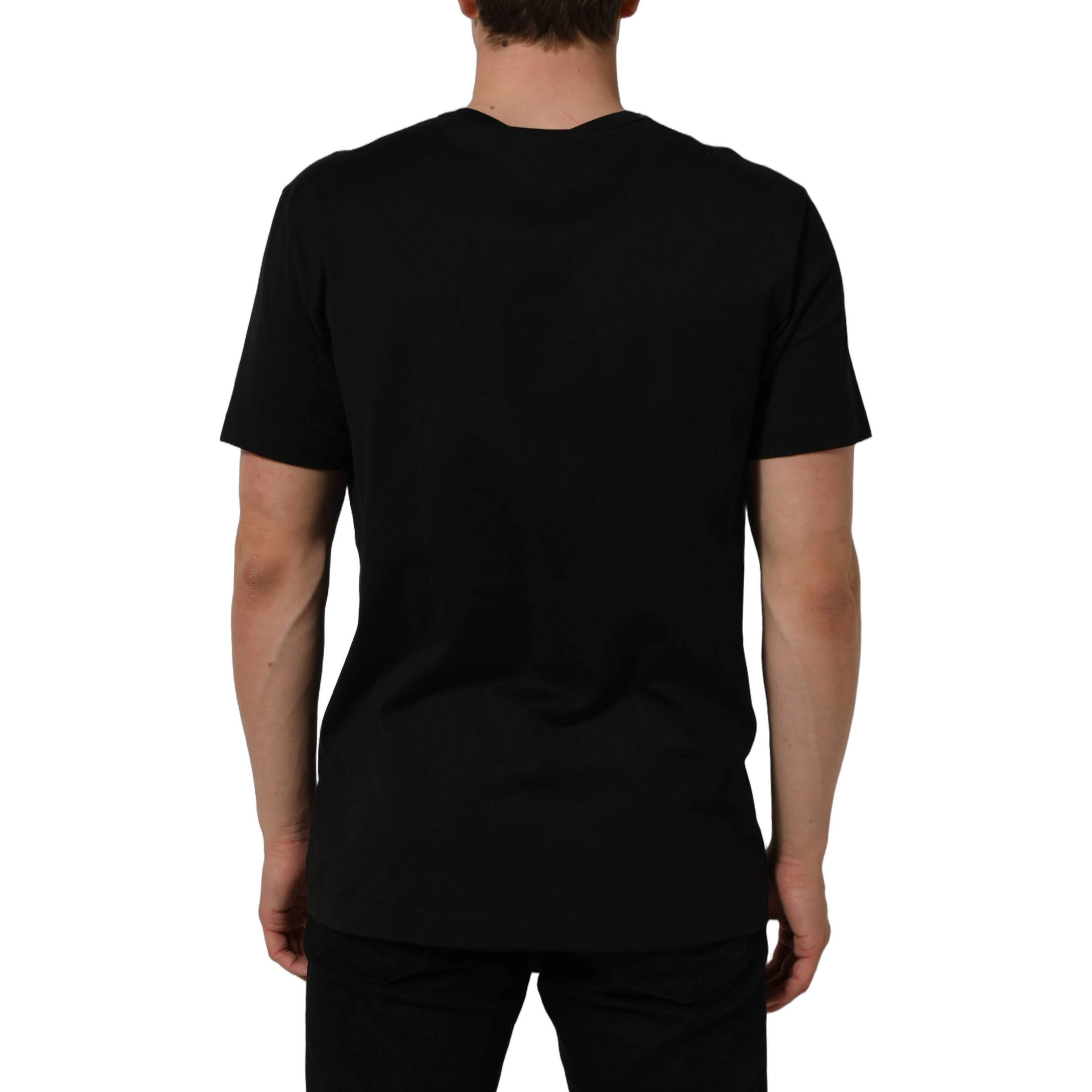 Black Cotton Crew Neck Short Sleeve T-shirt