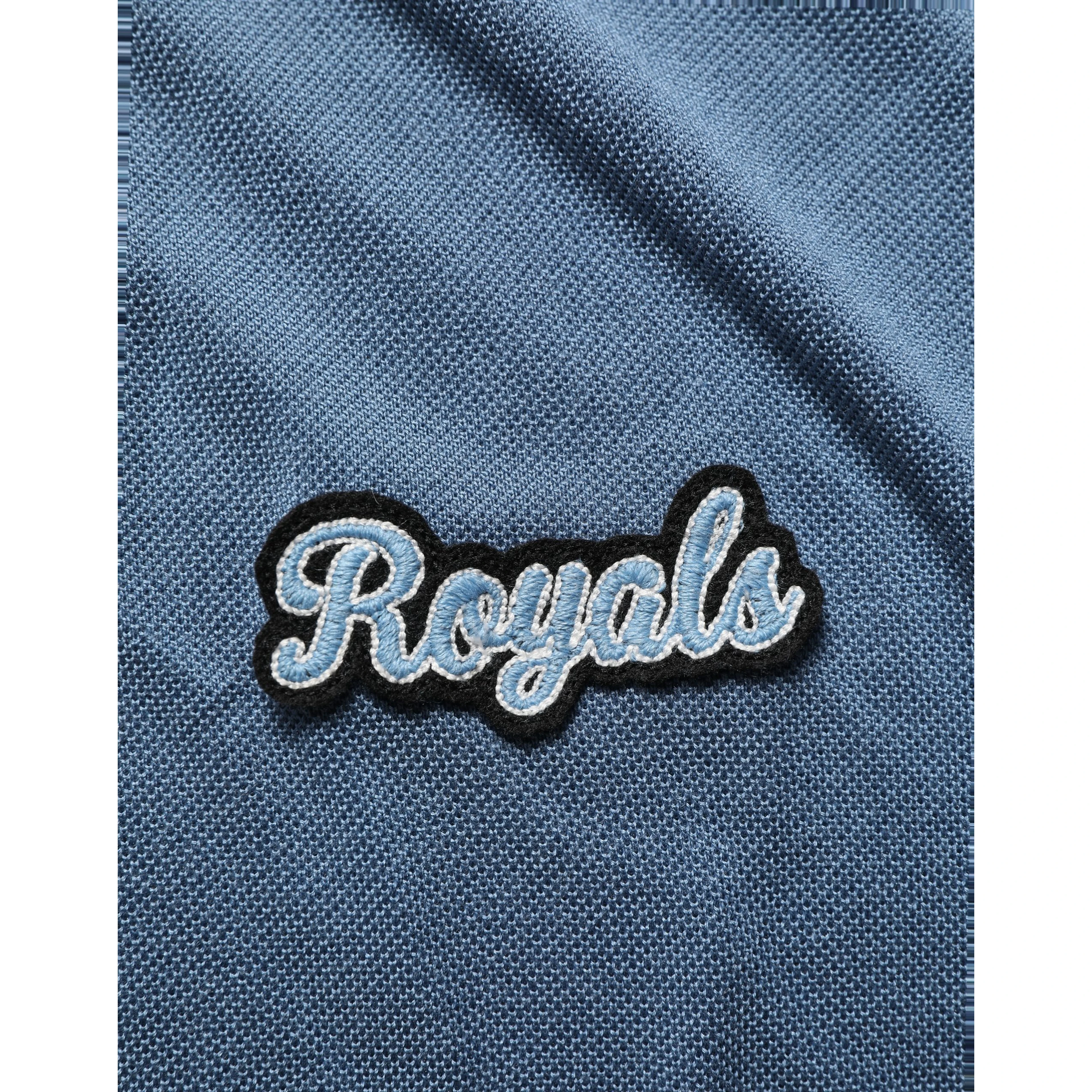 Blue Cotton Collared Short Sleeves T-shirt
