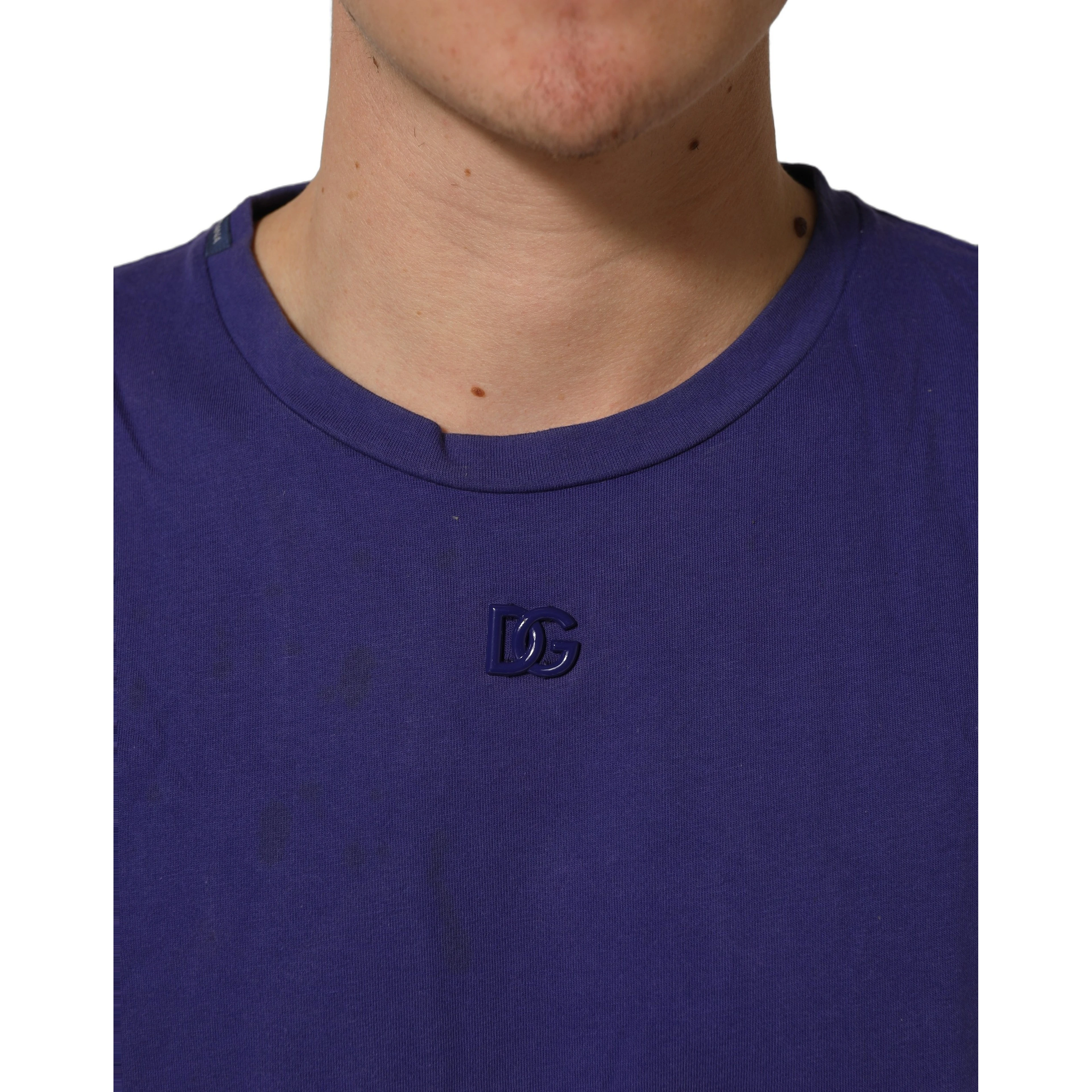 Violet Cotton Crew Neck Short Sleeve T-shirt