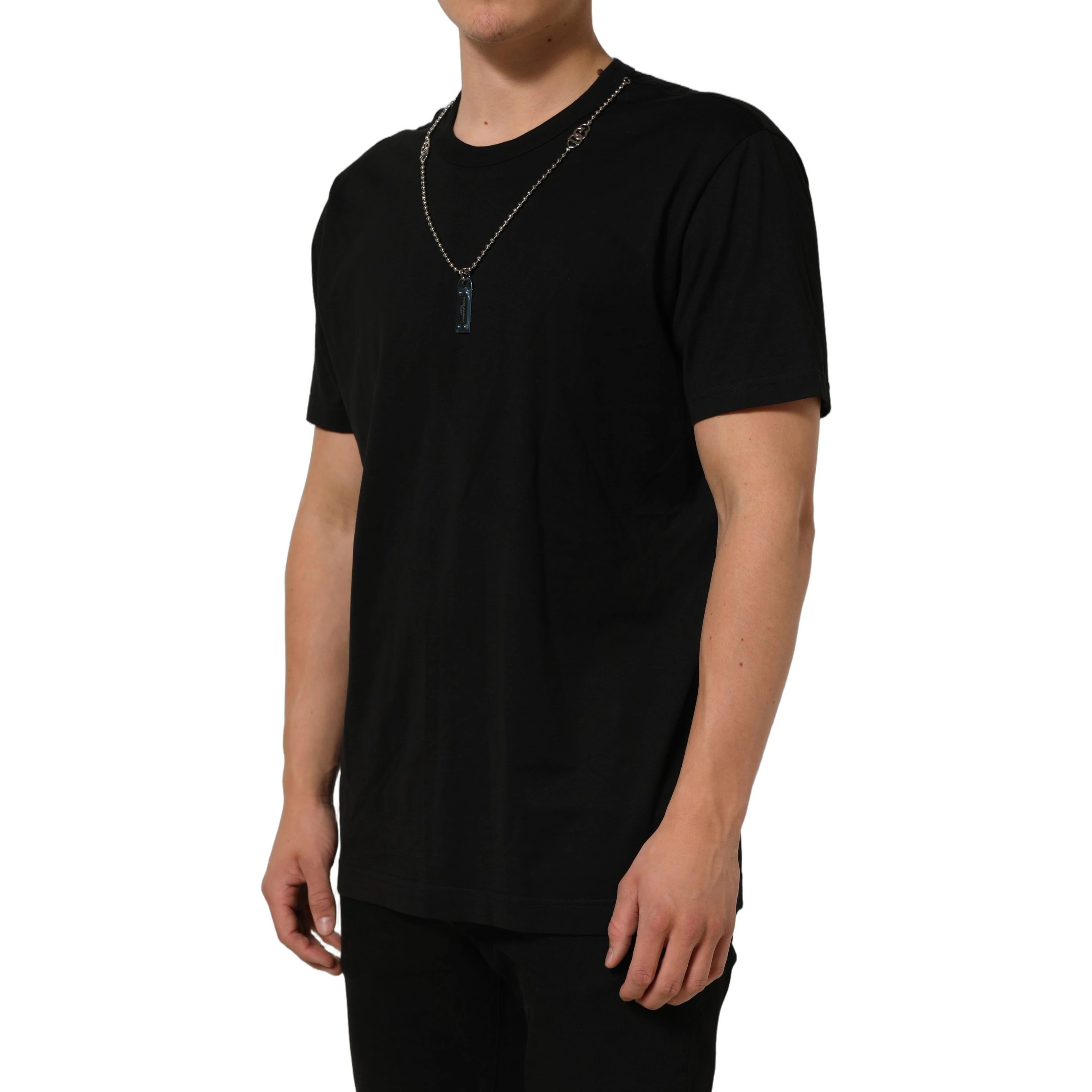 Black Dog Tag Short Sleeve CrewNeck T-shirt