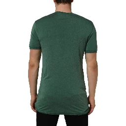 Green Silk Crew Neck Short Sleeves T-shirt