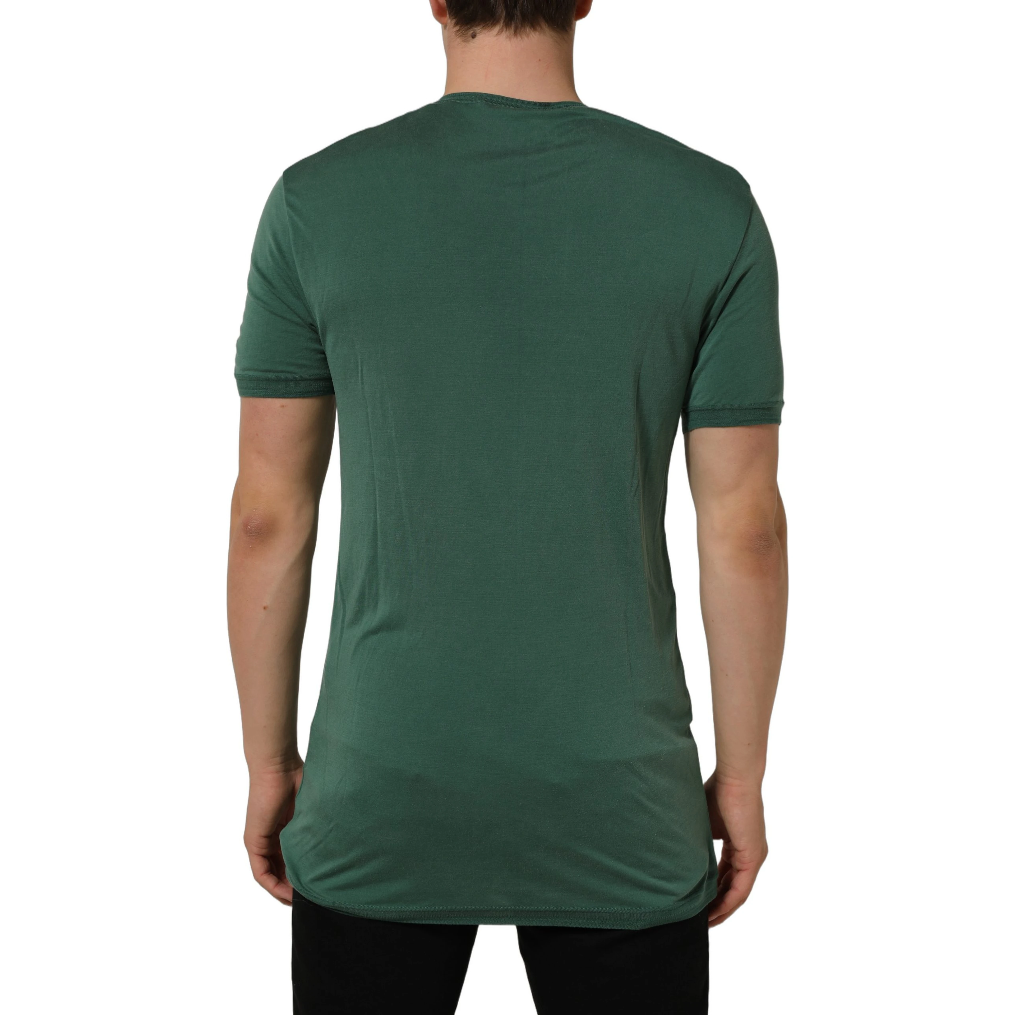 Green Silk Crew Neck Short Sleeves T-shirt