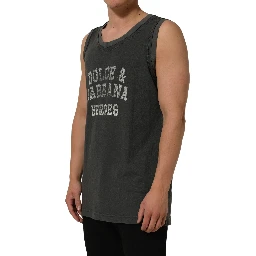 Dark Gray Graphic Print Tank Men Top T-shirt