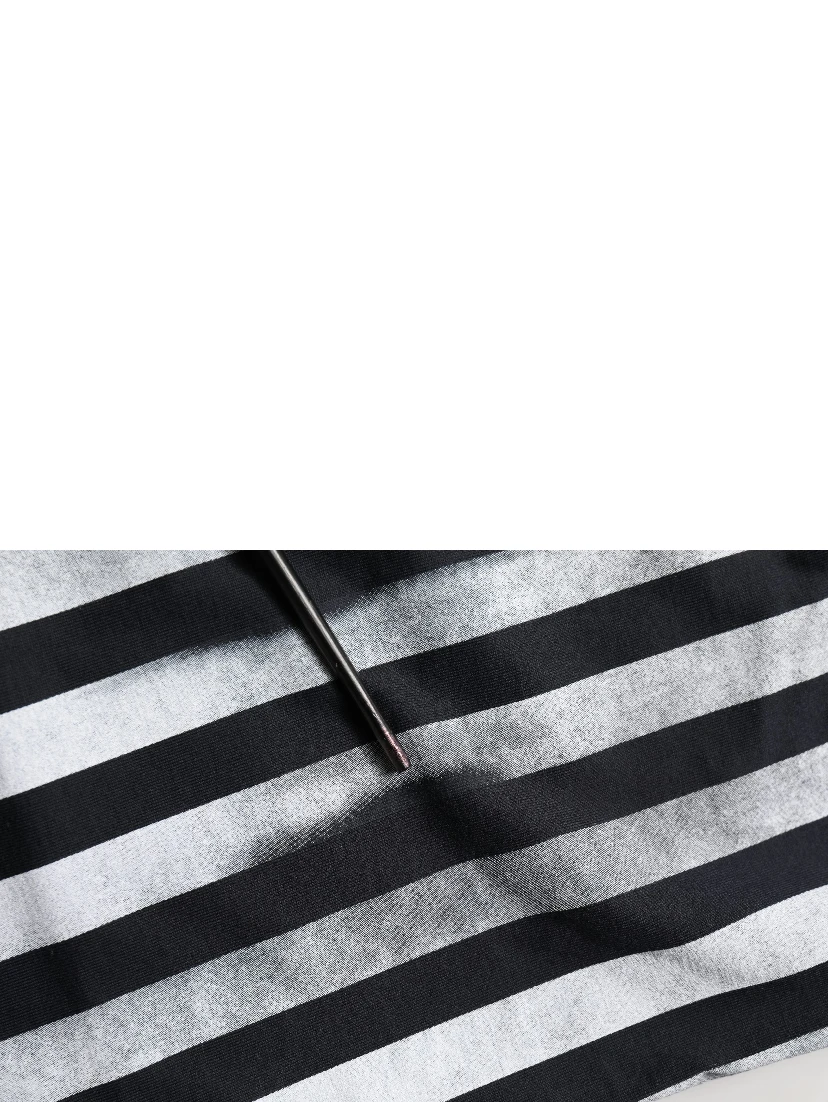 Blue Striped Print Cotton Crew Neck T-shirt