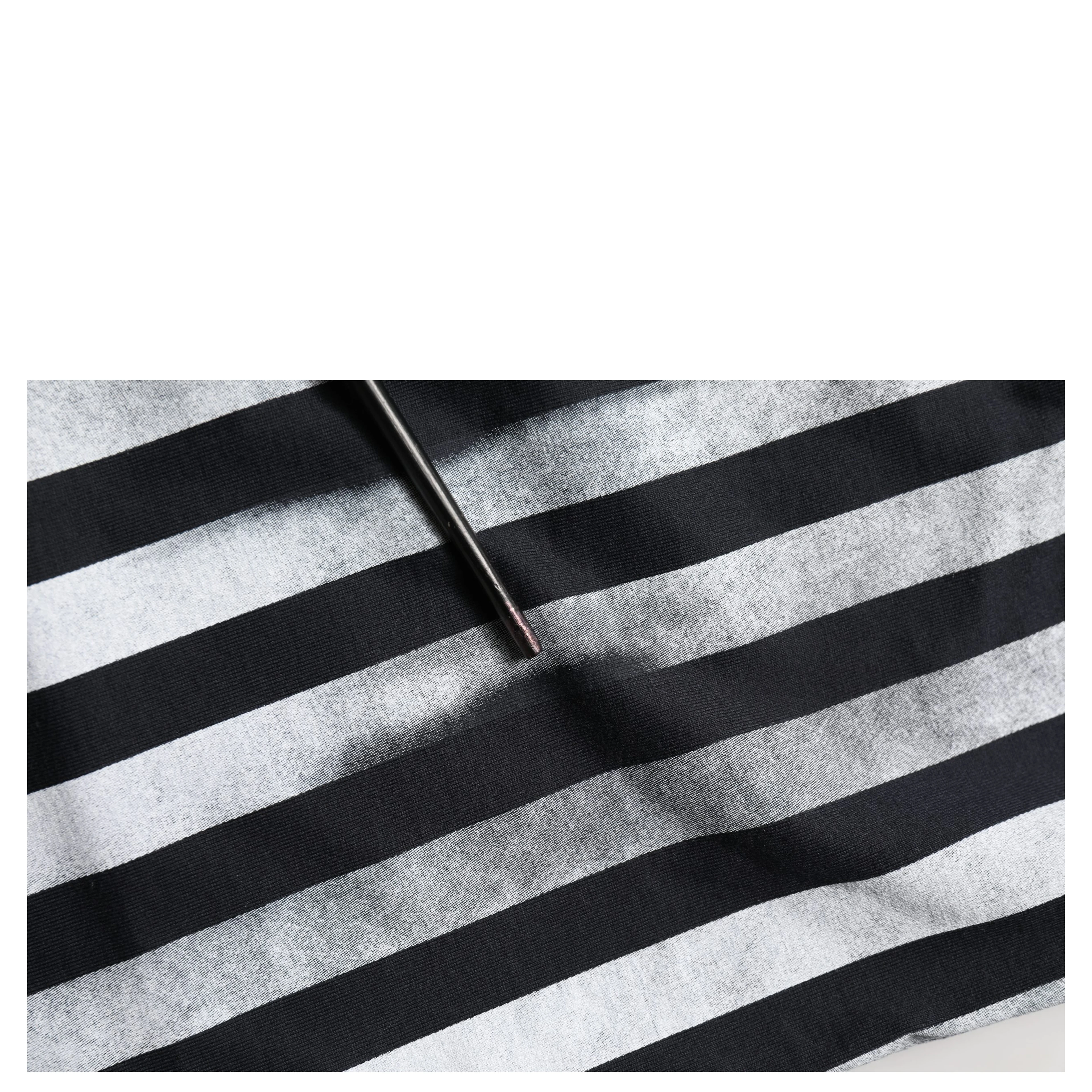 Blue Striped Print Cotton Crew Neck T-shirt