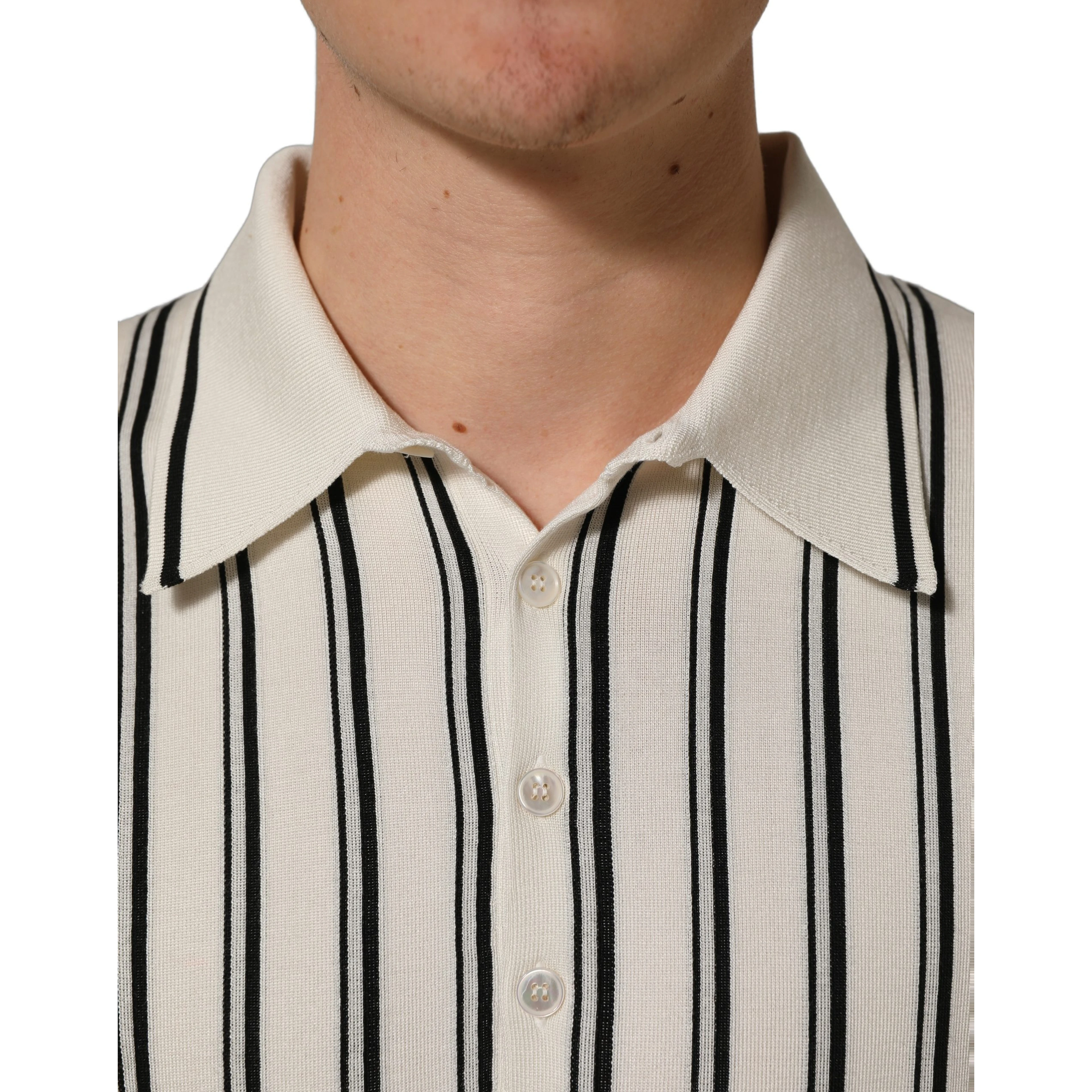 White Black Stripe Collared Polo T-shirt