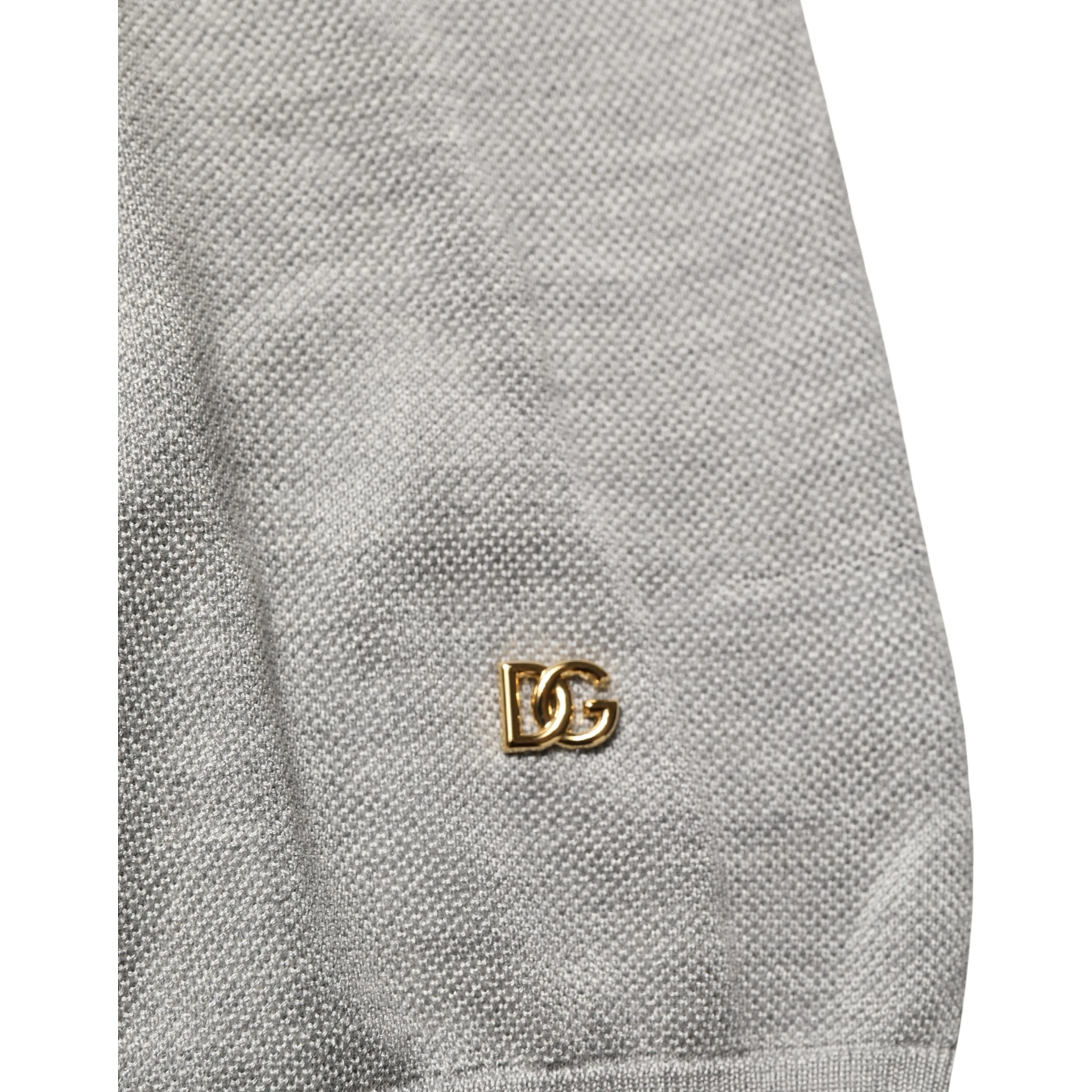 Gray Silk Crew Neck Short Sleeves T-shirt