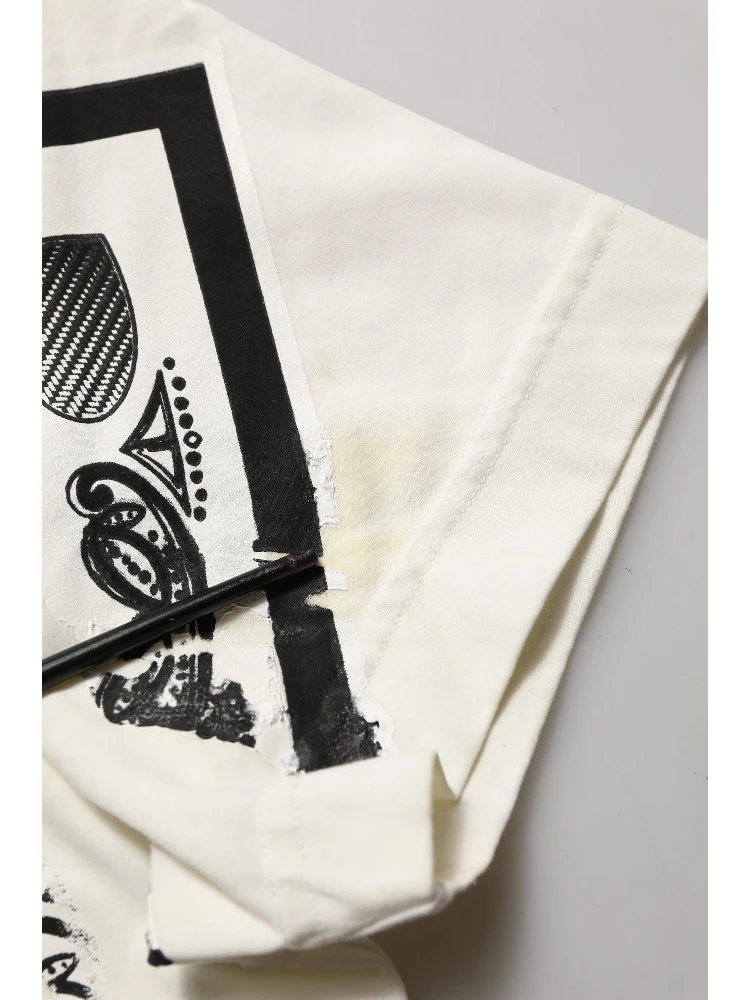 White Bandana Print Cotton Crew Neck T-shirt