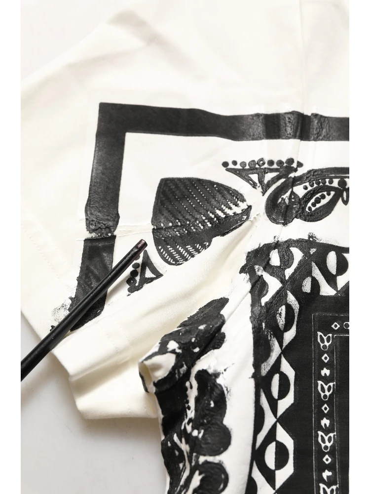 White Bandana Print Cotton Crew Neck T-shirt