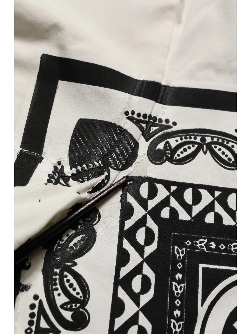 White Bandana Print Cotton CrewNeck T-shirt