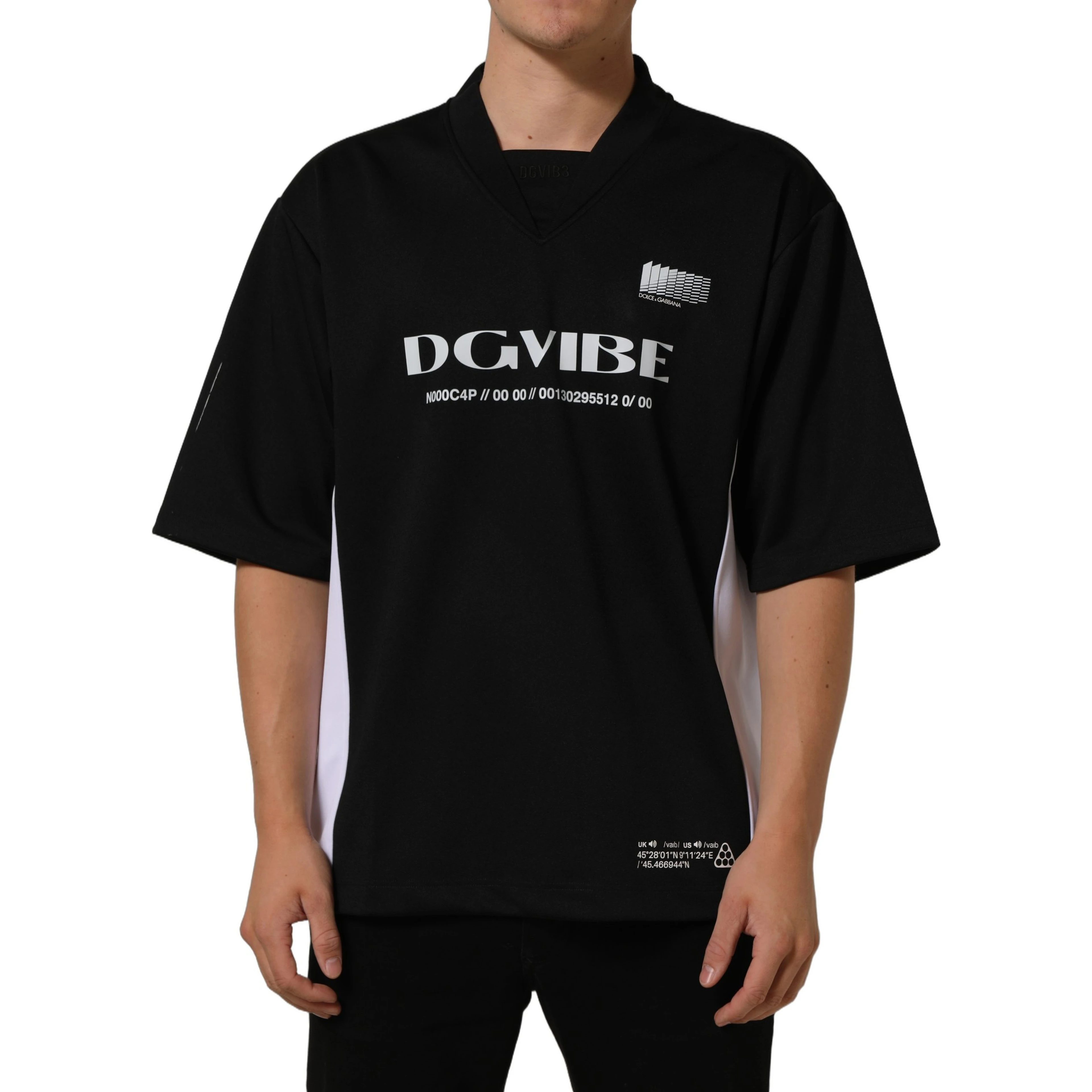 Black Polyester DGVIB3 Oversized Jersey T-shirt