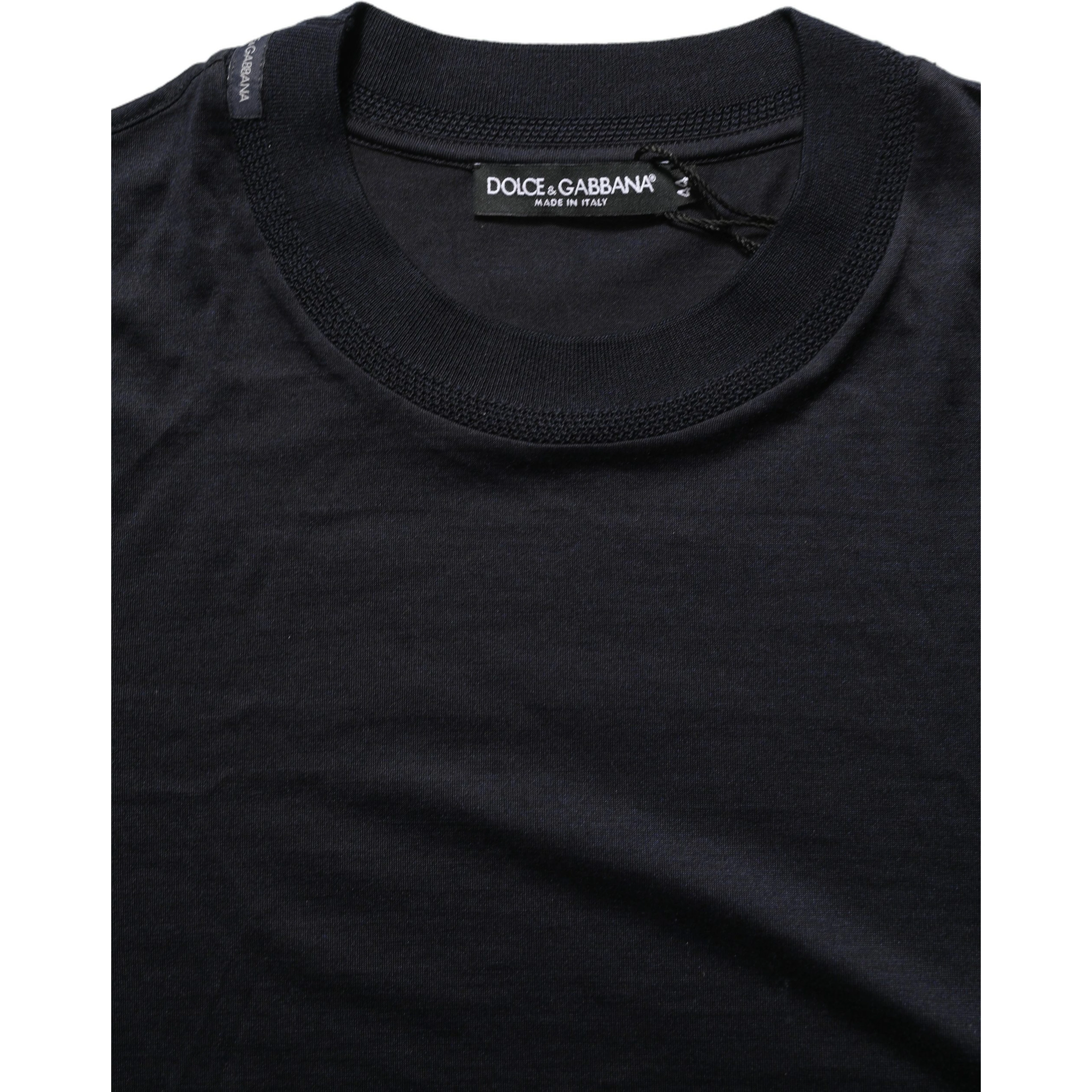 Blue Cotton Crew Neck Short Sleeve T-shirt