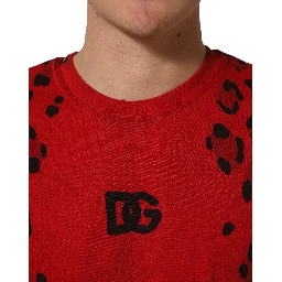 Red Leopard Print Short Sleeved Men T-shirt