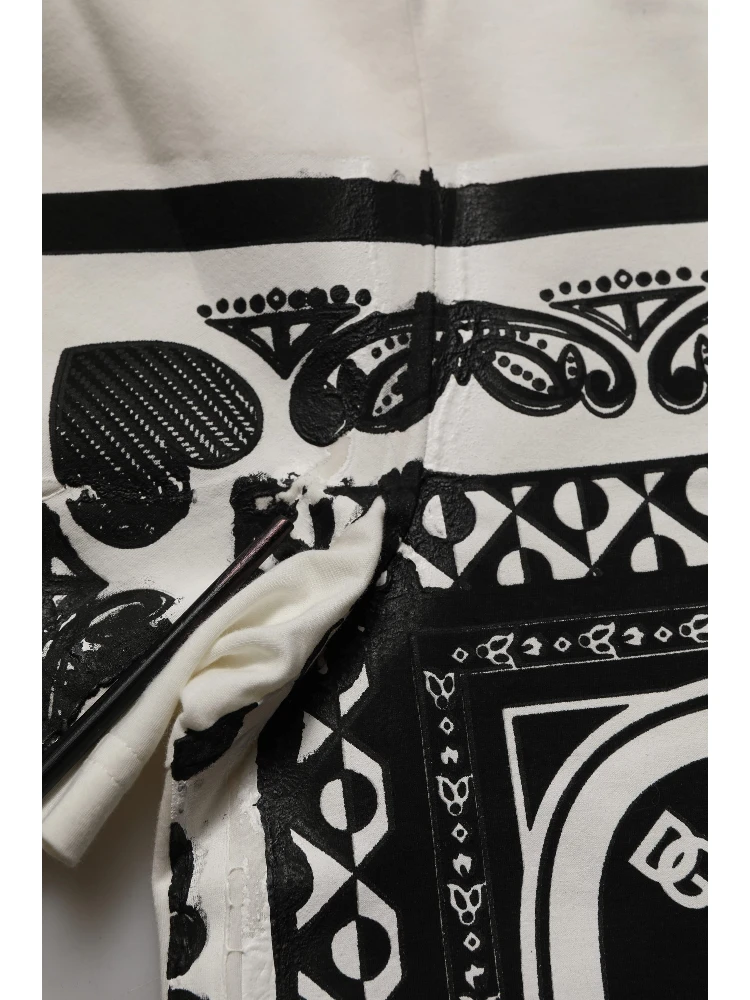 White Bandana Print Cotton Crew Neck T-shirt