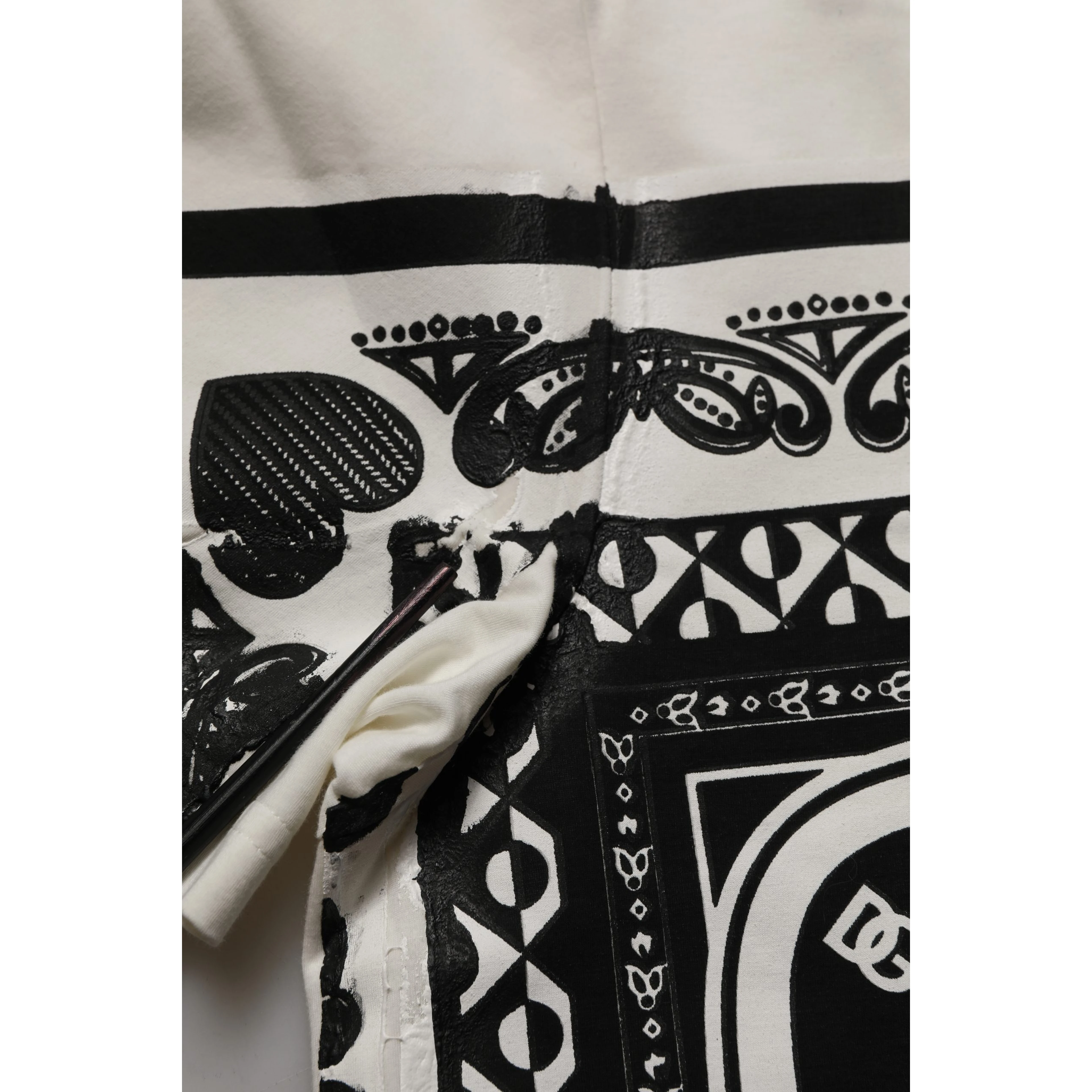 White Bandana Print Cotton Crew Neck T-shirt