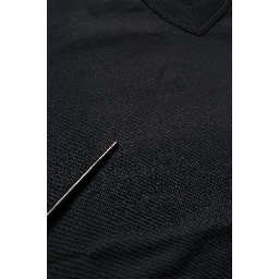 Dark Blue Cotton V-Neck Short Sleeve T-shirt