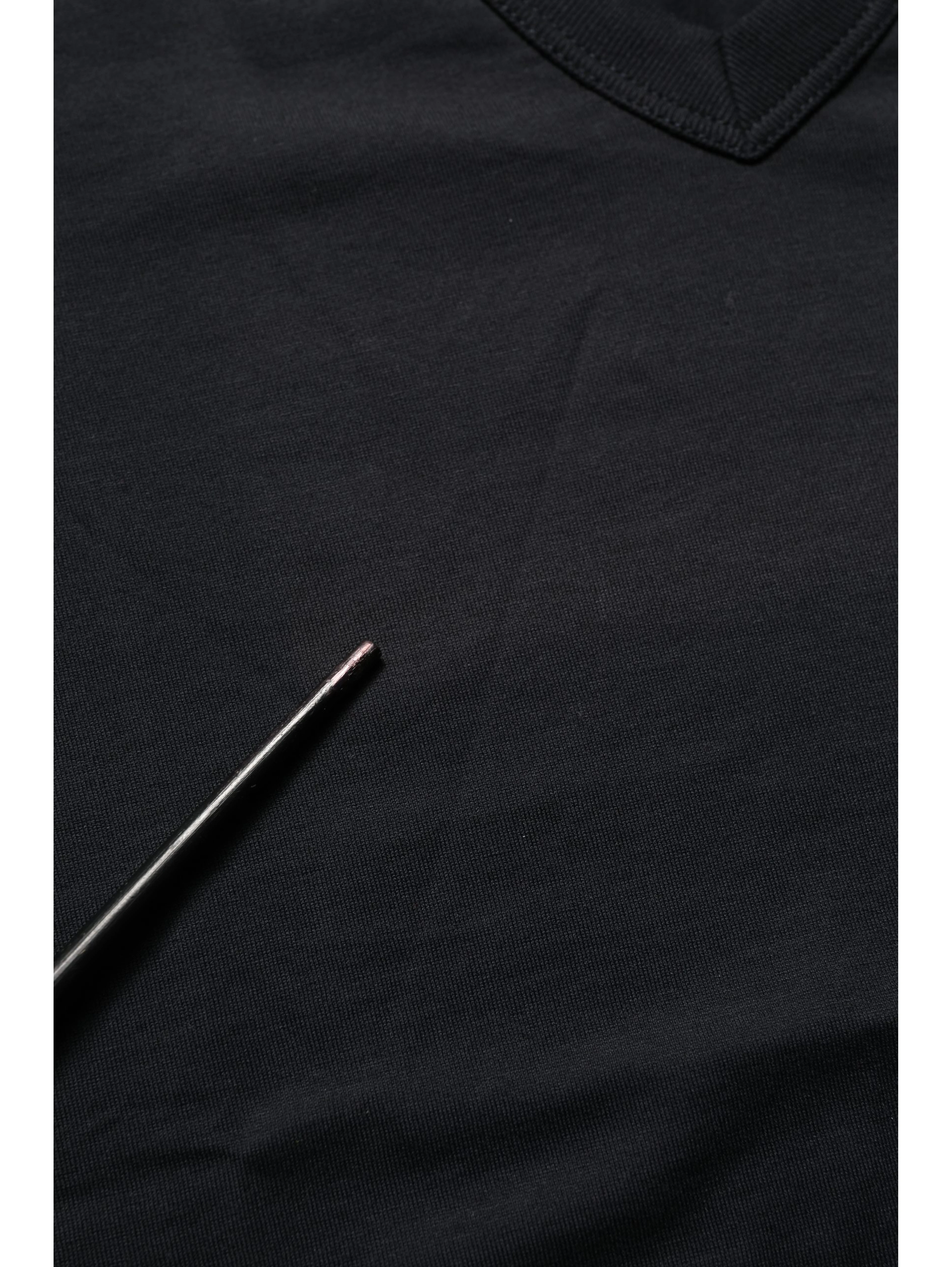 Dark Blue Cotton V-Neck Short Sleeve T-shirt
