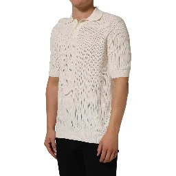 Off White Cotton Collared Men Polo T-shirt