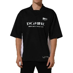 Black Polyester DGVIB3 Oversized Jersey T-shirt