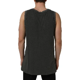 Dark Gray Graphic Print Tank Men Top T-shirt