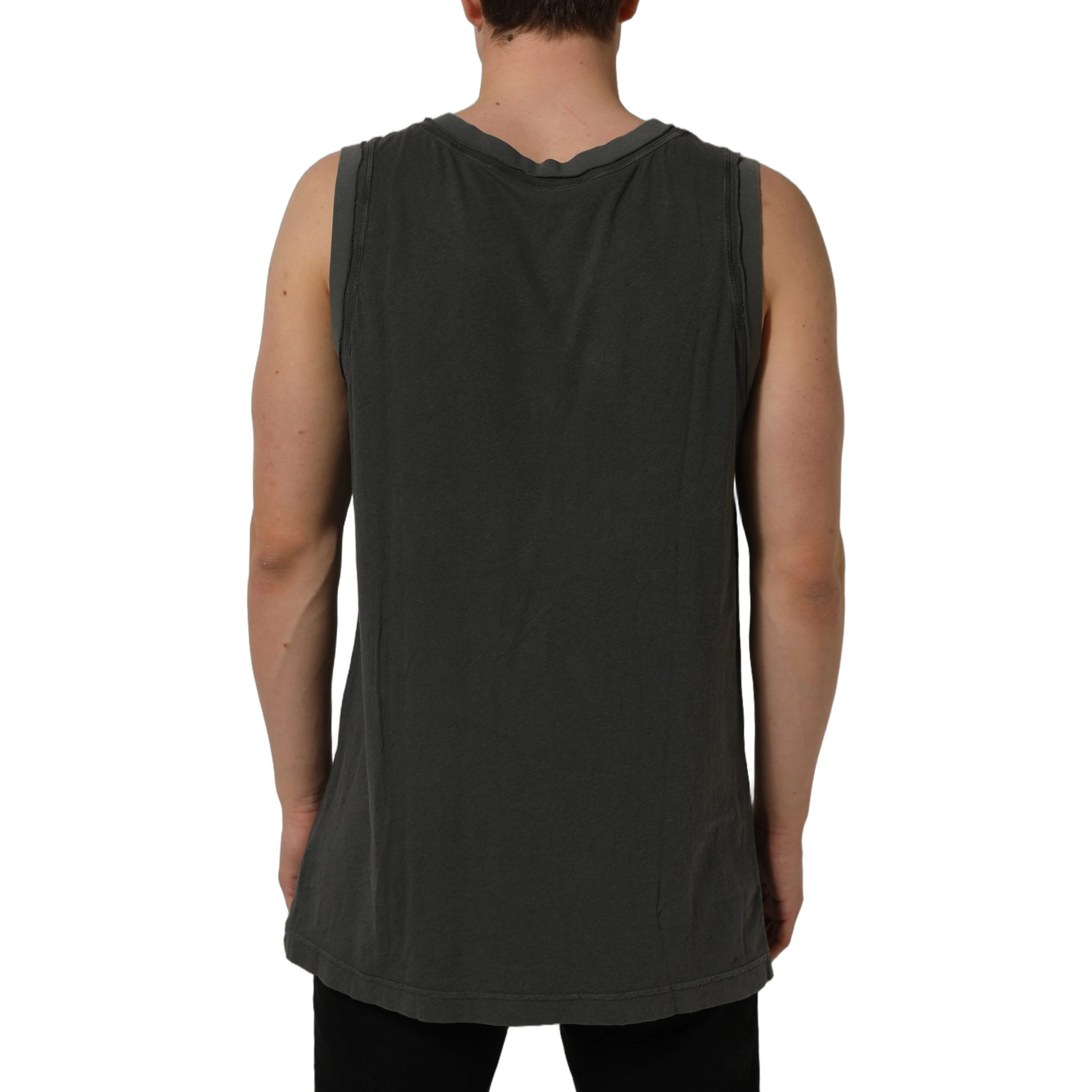 Dark Gray Graphic Print Tank Men Top T-shirt