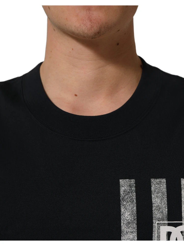 Blue Striped Print Cotton Crew Neck T-shirt alternative