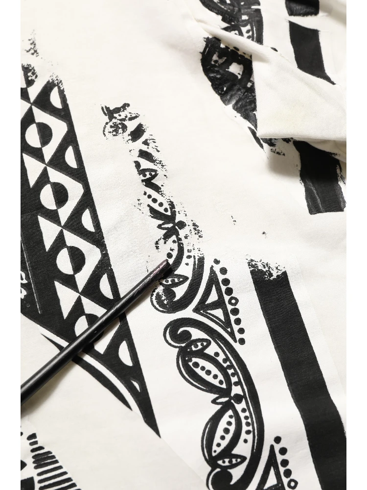 White Bandana Print Cotton Crew Neck T-shirt