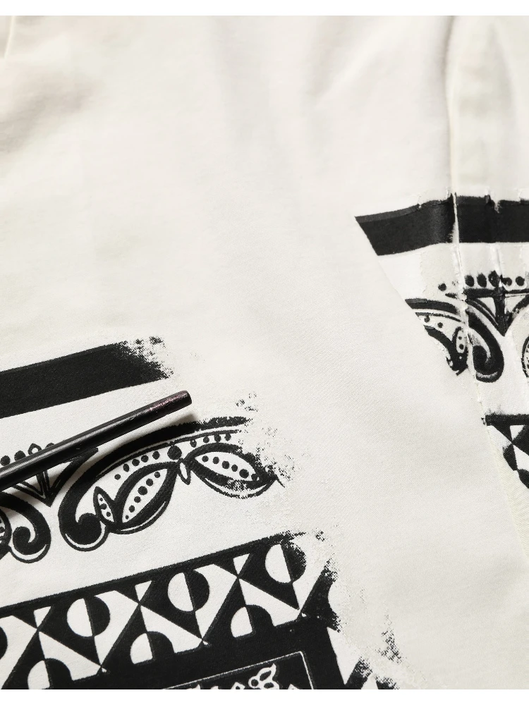 White Bandana Print Cotton Crew Neck T-shirt alternative