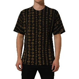 Black All Over Coin Print Cotton Men T-shirt