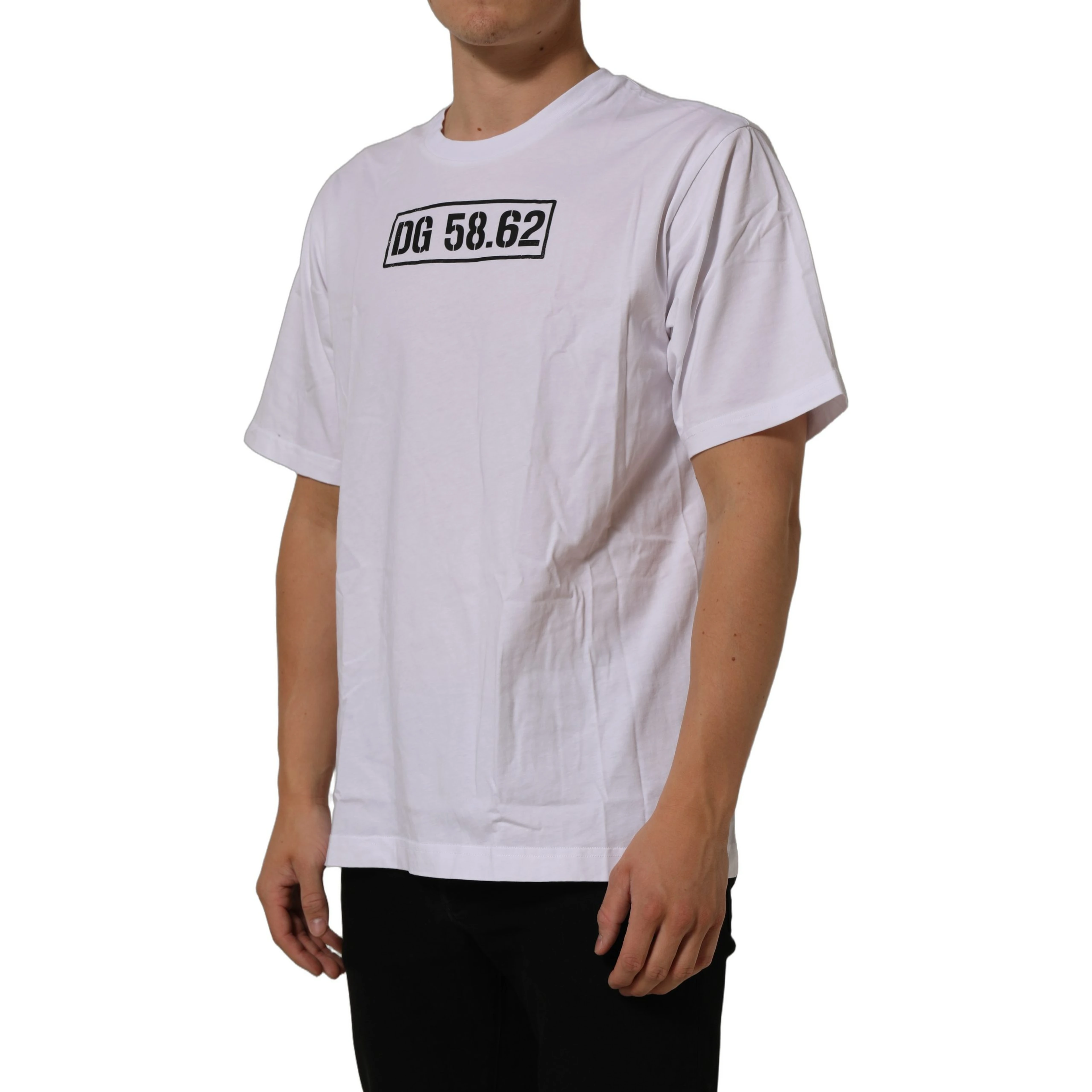 White DG 58.62 Cotton Crew Neck Men T-shirt