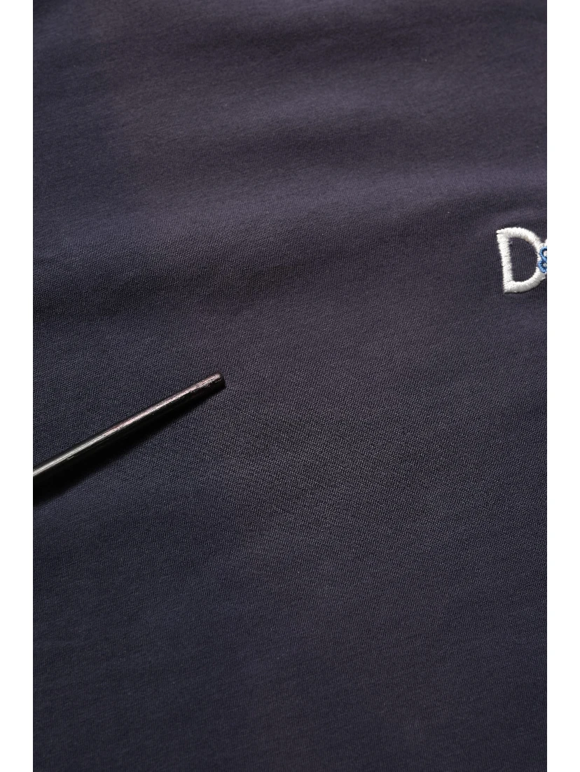 Dark Blue Cotton Stretch Round Neck T-shirt
