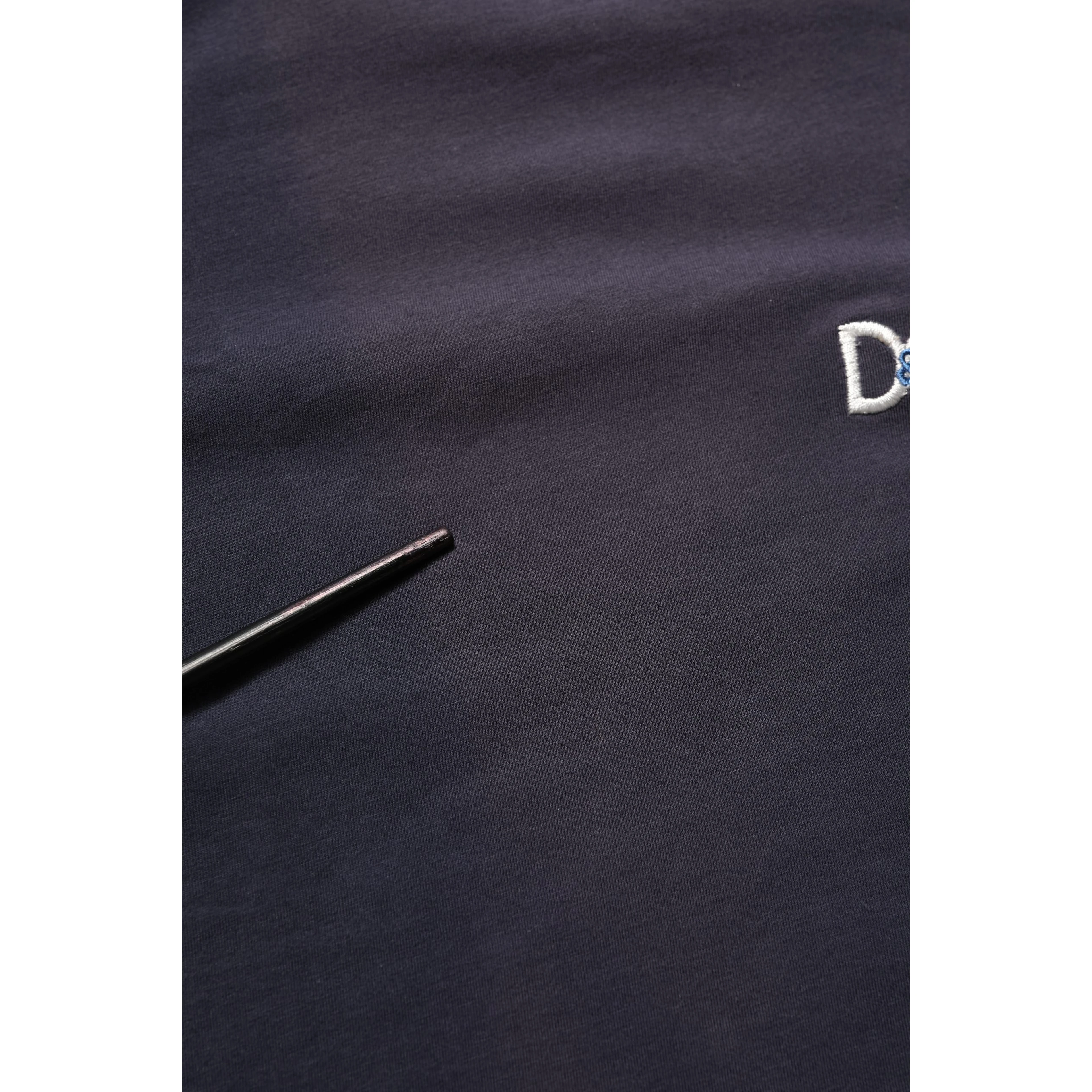 Dark Blue Cotton Stretch Round Neck T-shirt