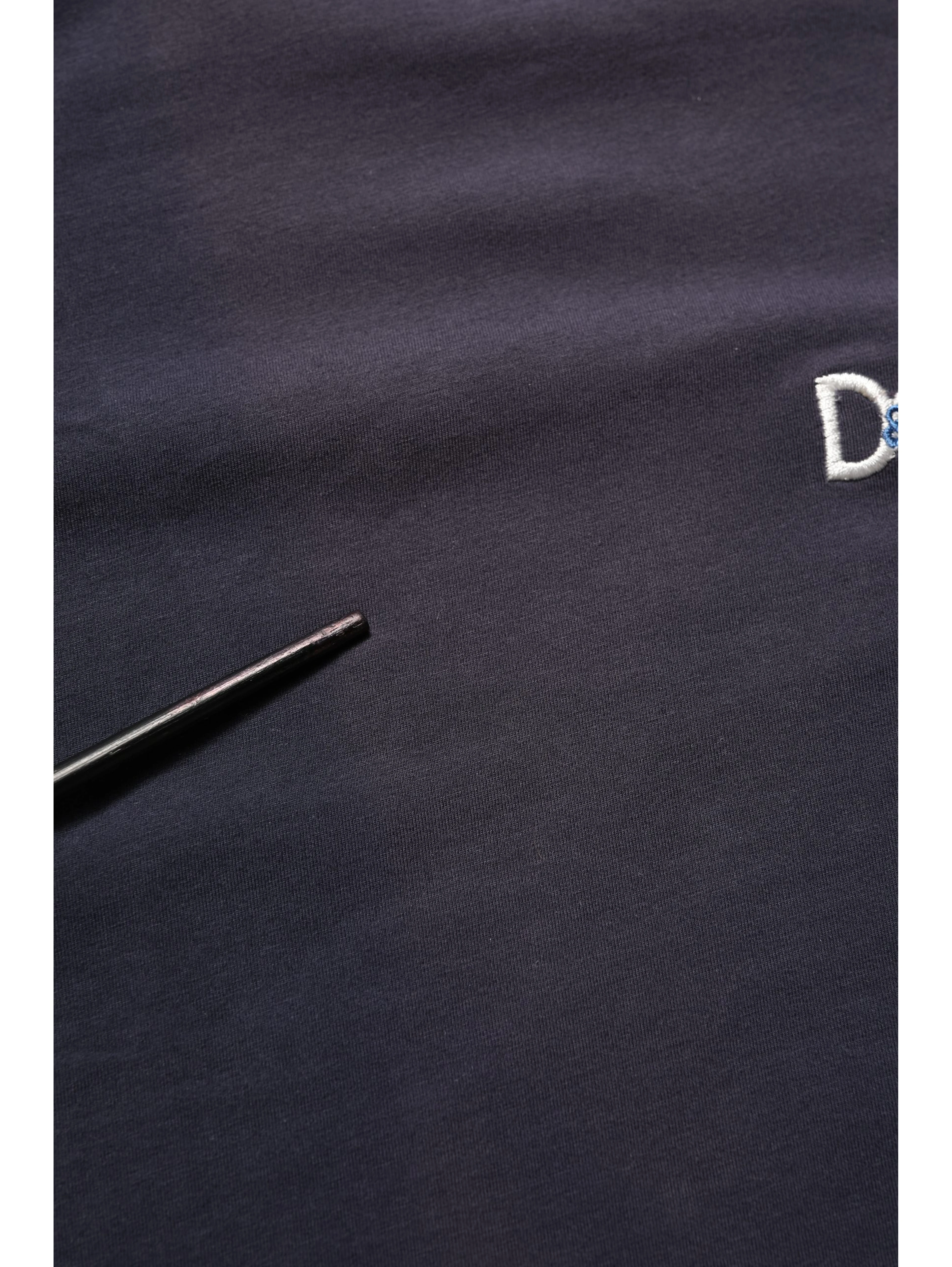 Dark Blue Cotton Stretch Round Neck T-shirt