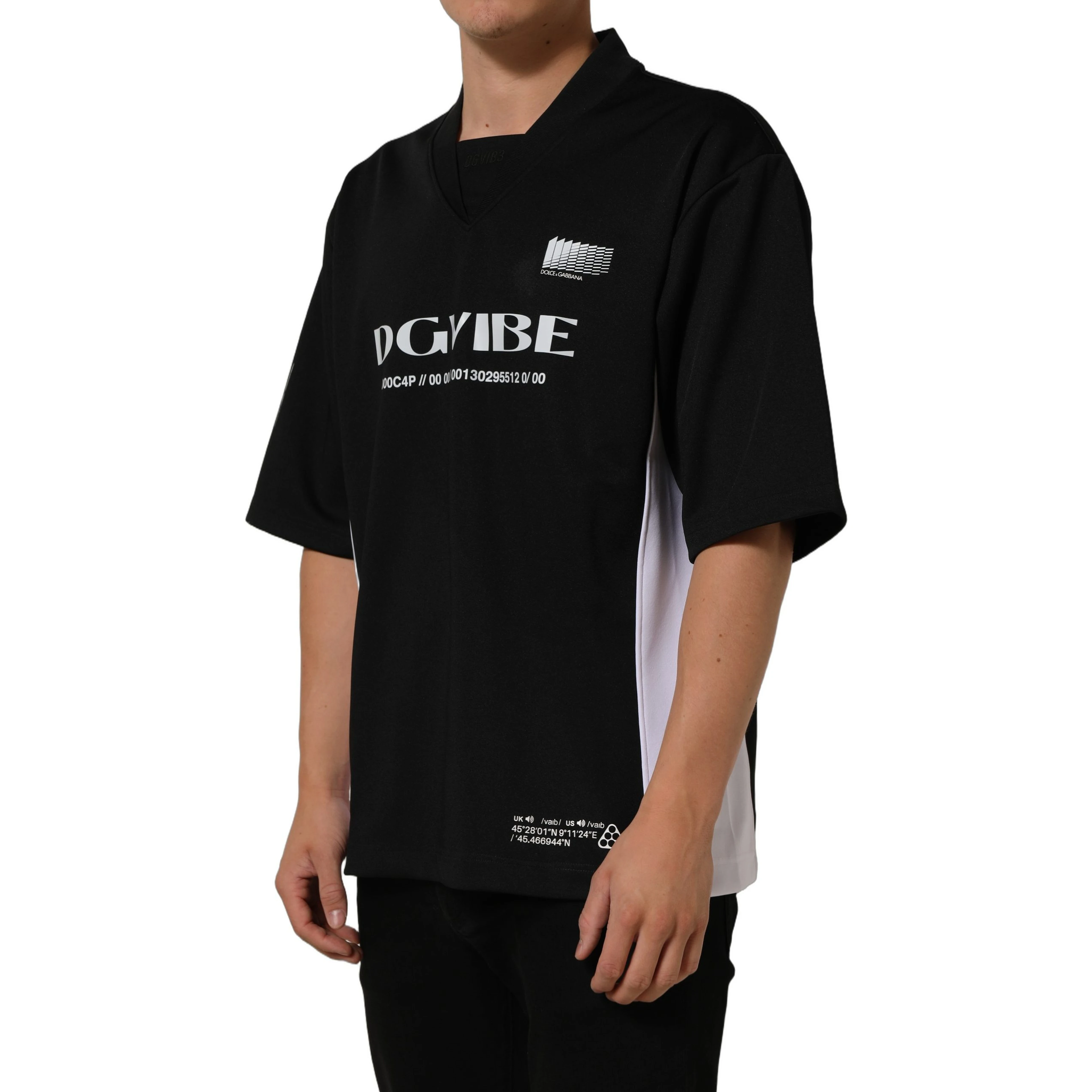 Black Polyester DGVIB3 Oversized Jersey T-shirt