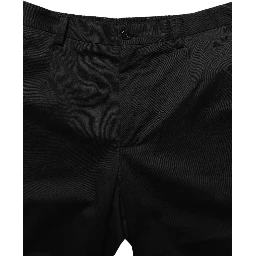 Black Cotton Mid Waist Men Bermuda Shorts