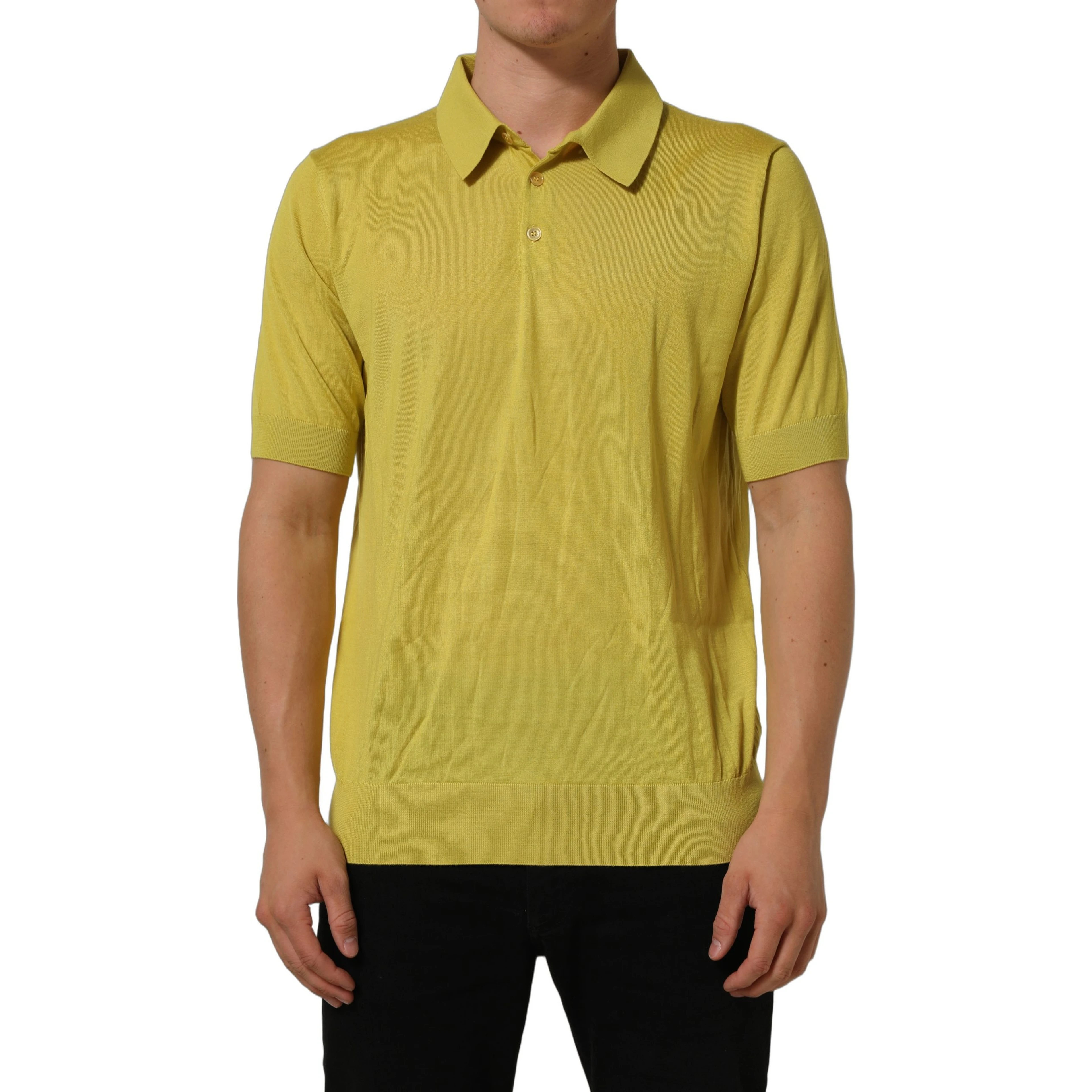Yellow Cashmere Short Sleeves Polo T-shirt