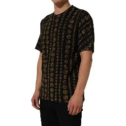 Black All Over Coin Print Cotton Men T-shirt