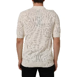 Off White Cotton Collared Men Polo T-shirt