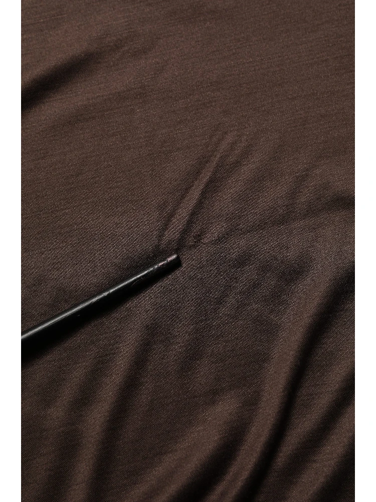 Brown Silk Crew Neck Short Sleeves T-shirt