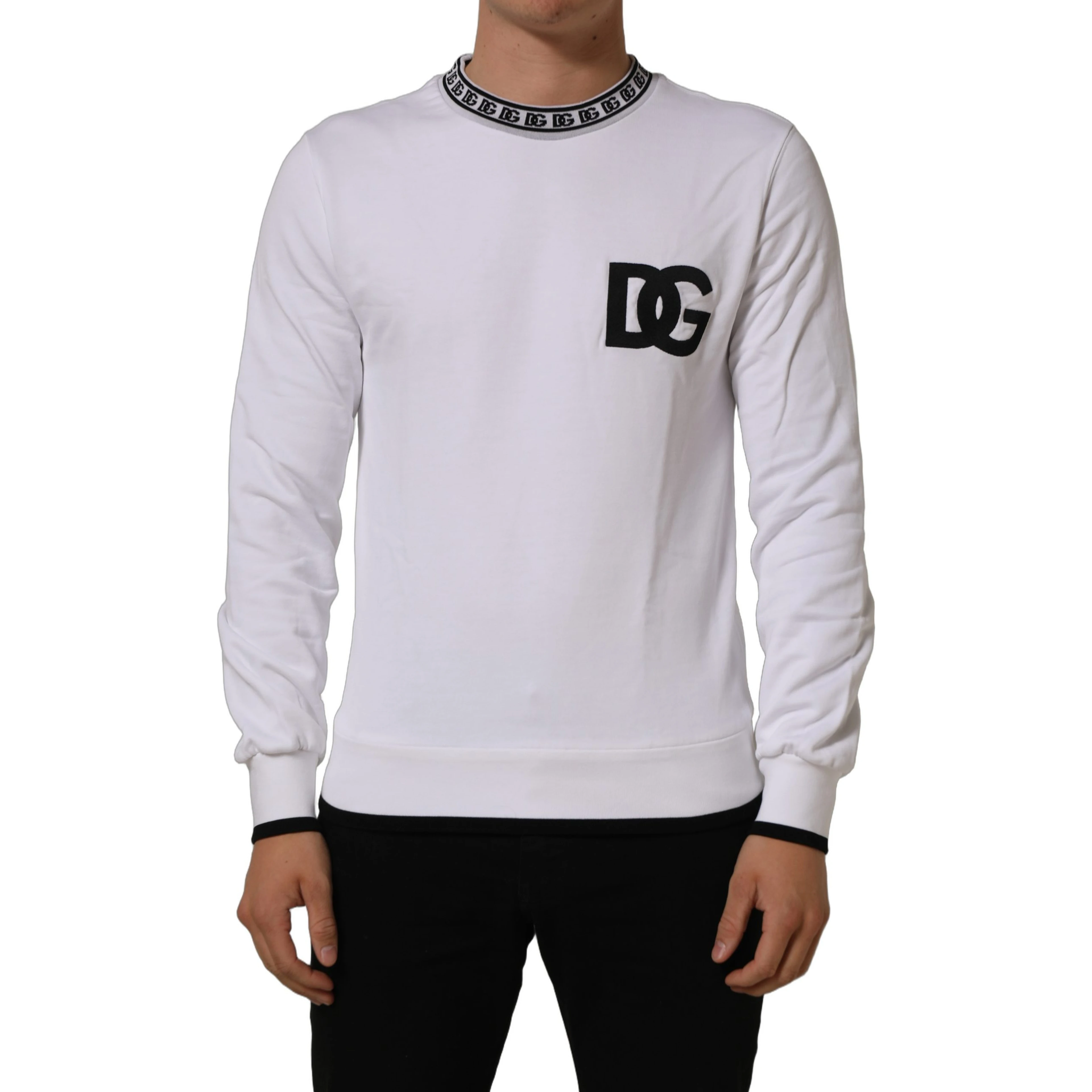 White Cotton Crew Neck Sweatshirt Sweater
