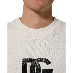 White Cotton Crew Neck Men Sweatshirt Sweater