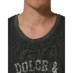 Dark Gray Graphic Print Tank Men Top T-shirt