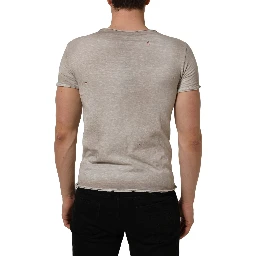 Light Gray Graphic Print Distressed T-shirt