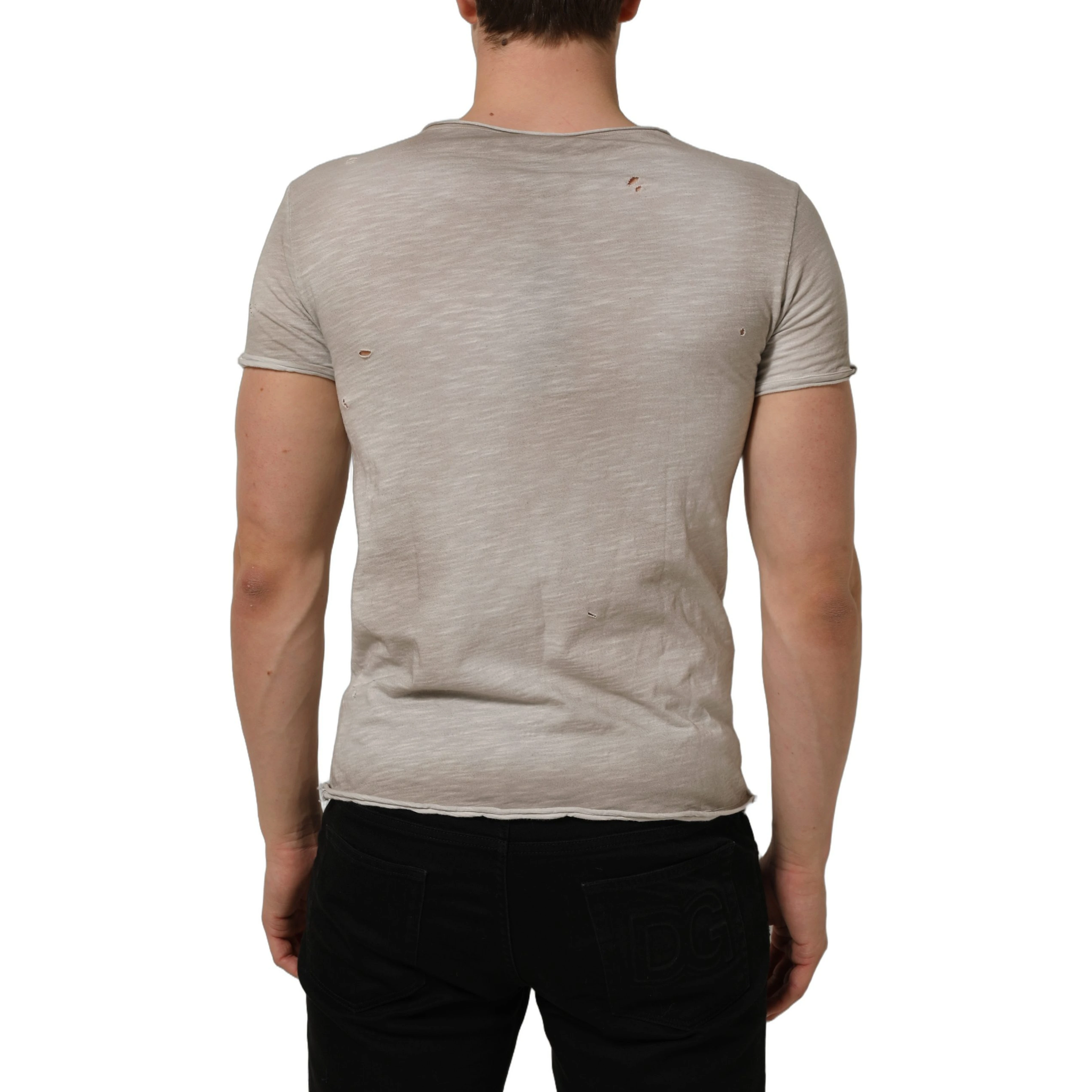 Light Gray Graphic Print Distressed T-shirt