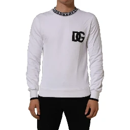 White Cotton Crew Neck Sweatshirt Sweater
