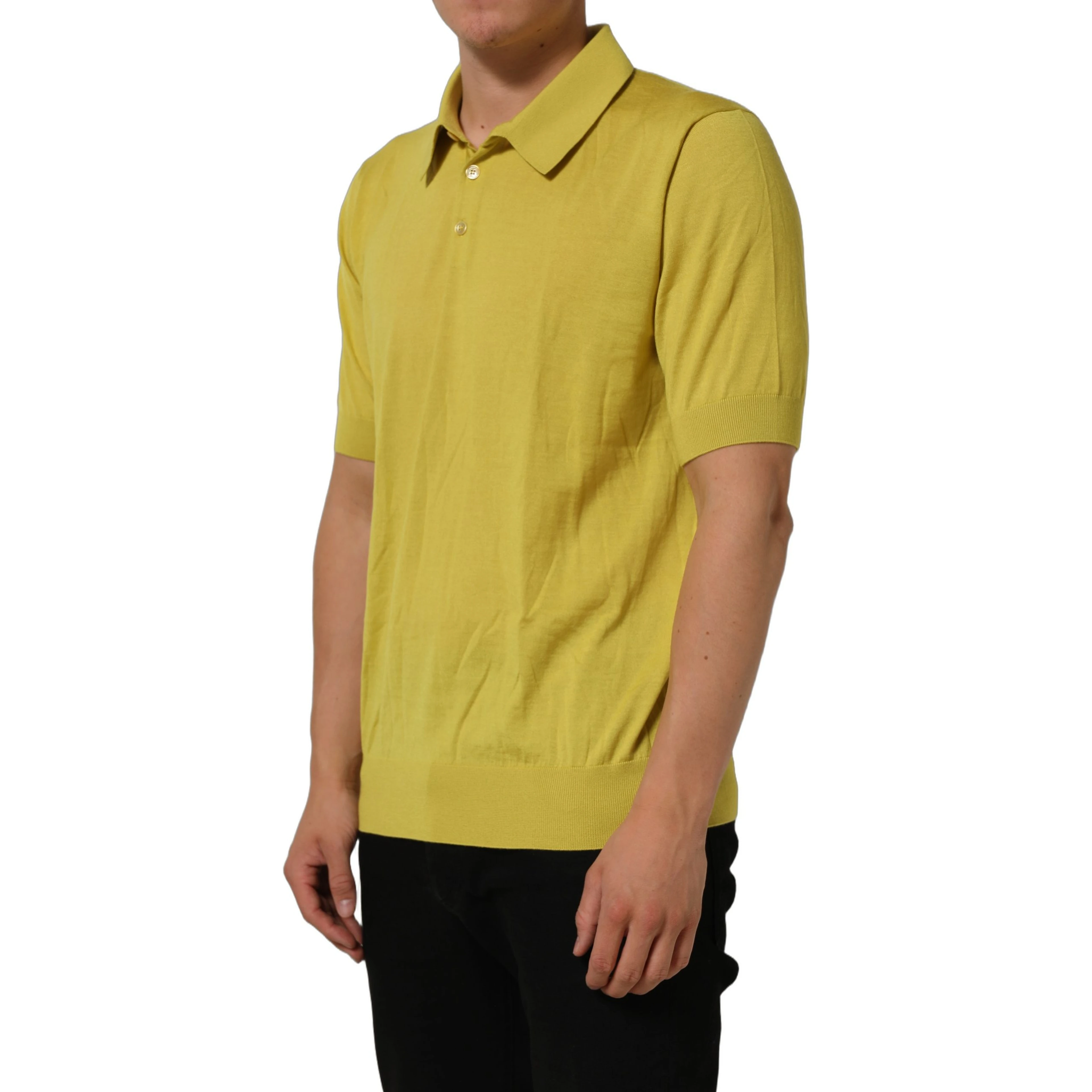 Yellow Cashmere Short Sleeves Polo T-shirt