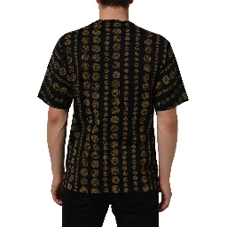 Black All Over Coin Print Cotton Men T-shirt