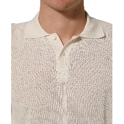 Off White Cotton Collared Men Polo T-shirt