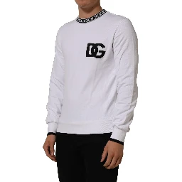 White Cotton Crew Neck Sweatshirt Sweater