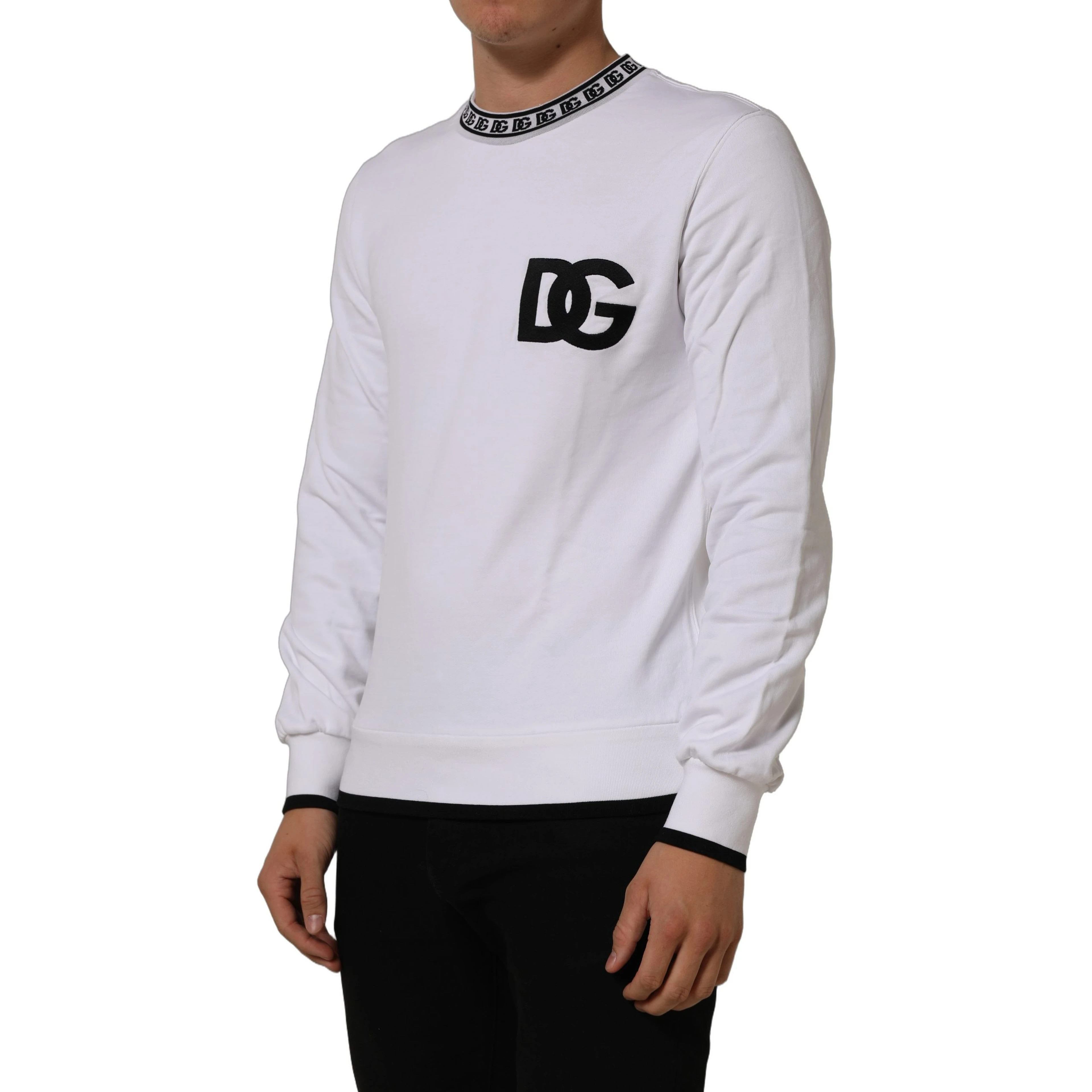 White Cotton Crew Neck Sweatshirt Sweater